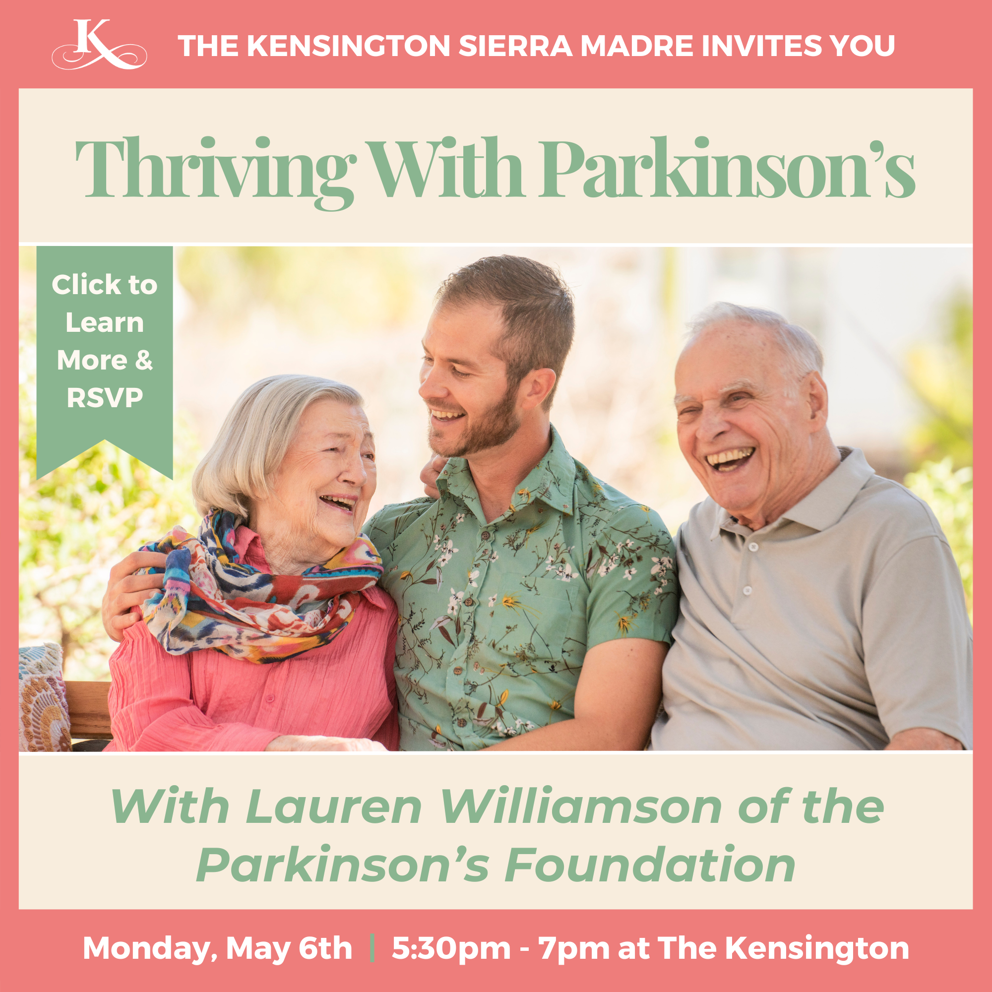 Kensington Sierra Madre Parkinson's program flyer
