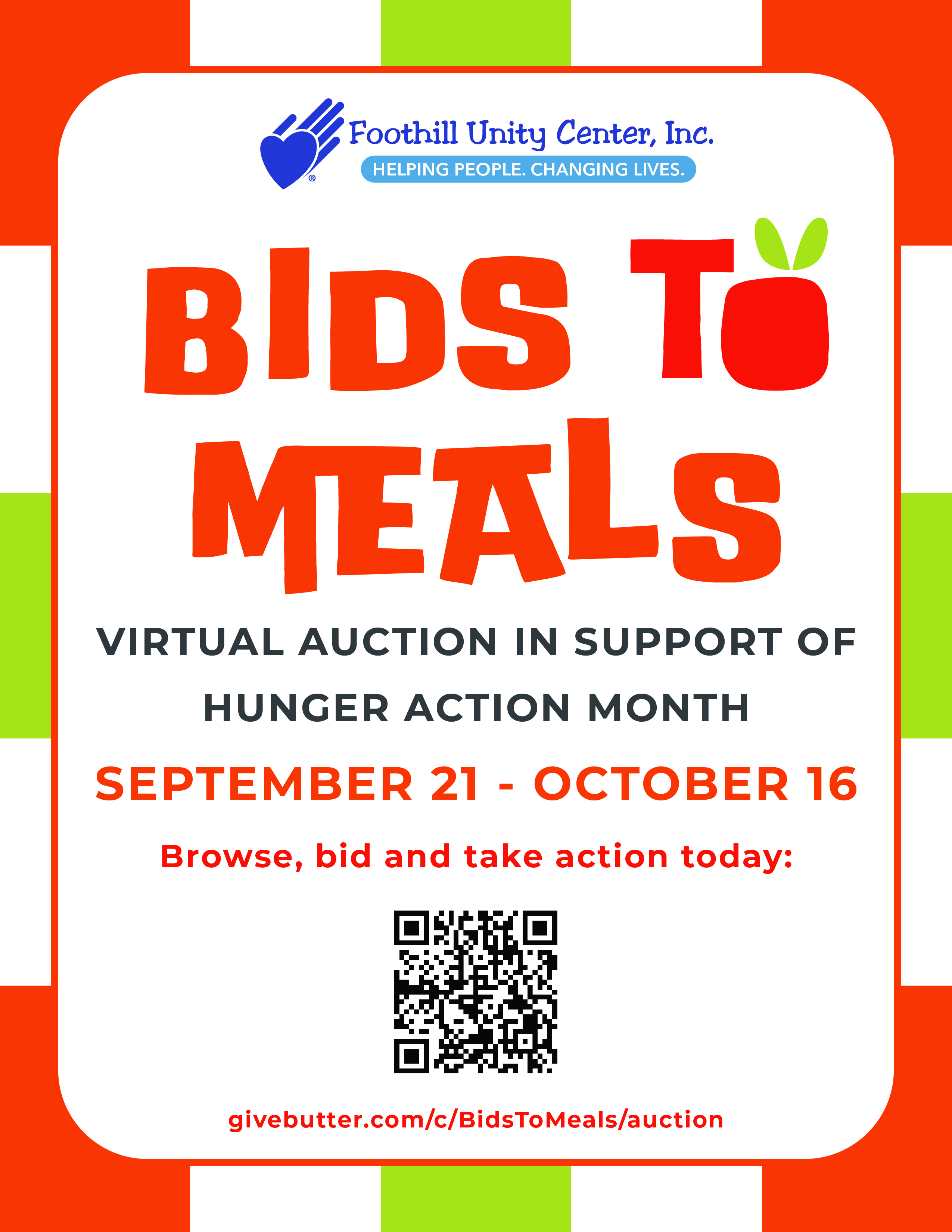 Foothill Unity Center Bids to Meals flyer
