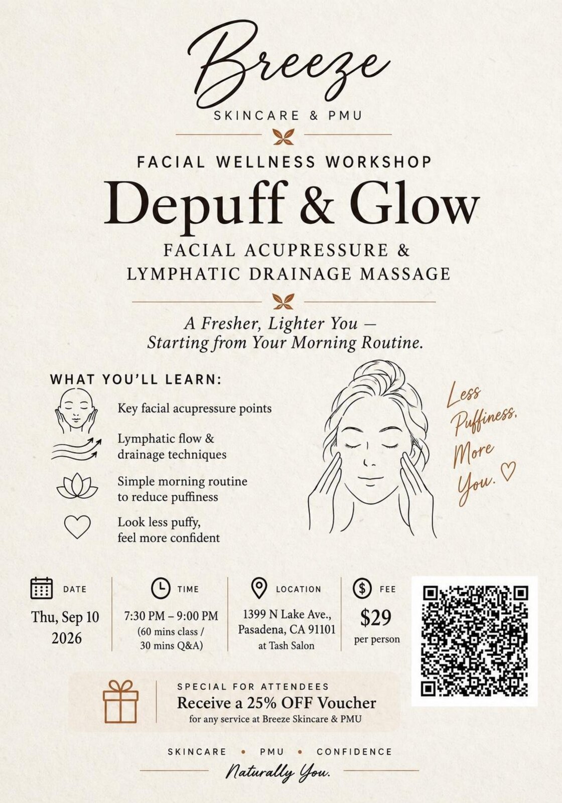 Breeze Skin Care depute and glow flyer
