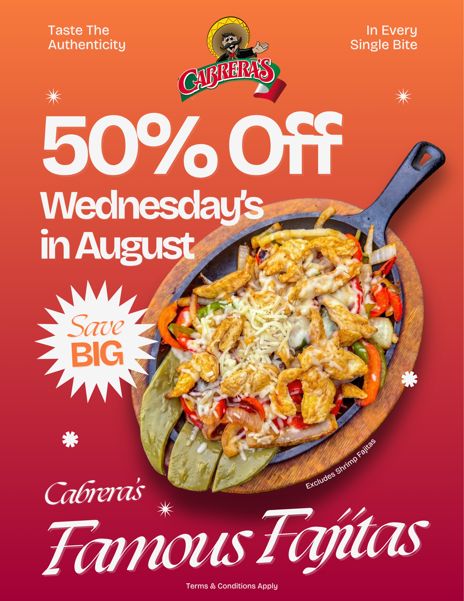 Cabrara's August Wednesday special flyer