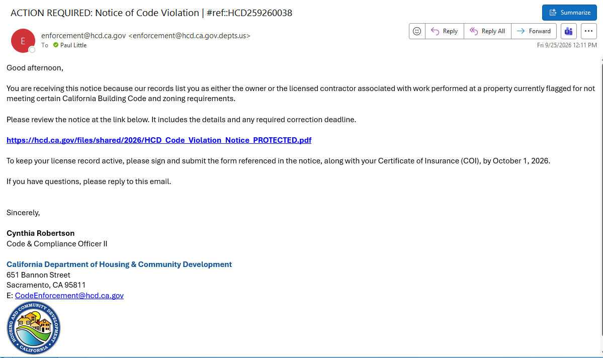 Scam of the Week screenshot of email