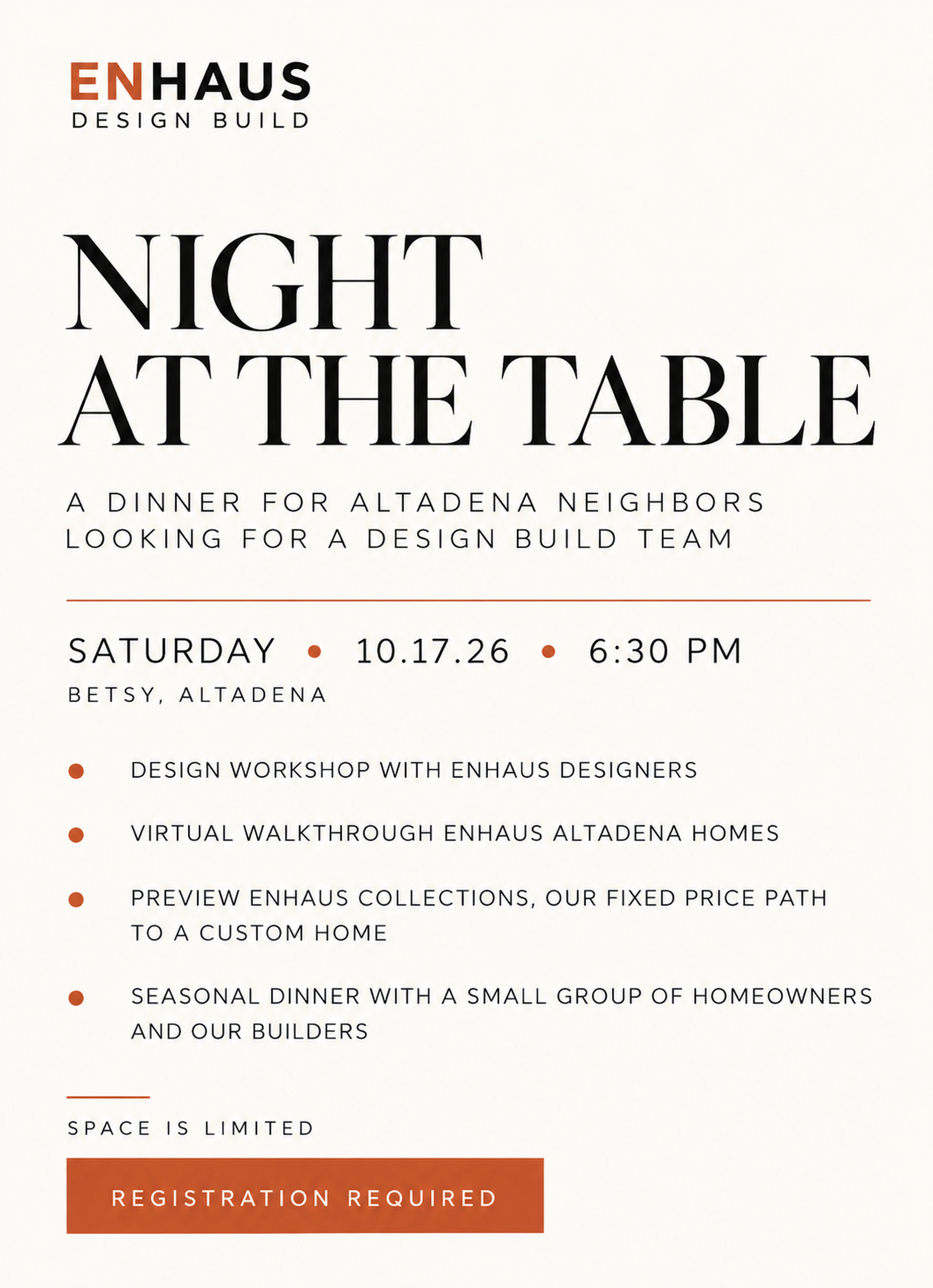 eHaus Night at the Table flyer