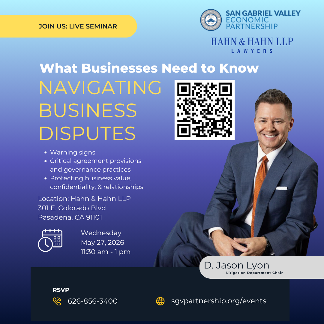 hahn nad Hahn business disputes seminar flyer