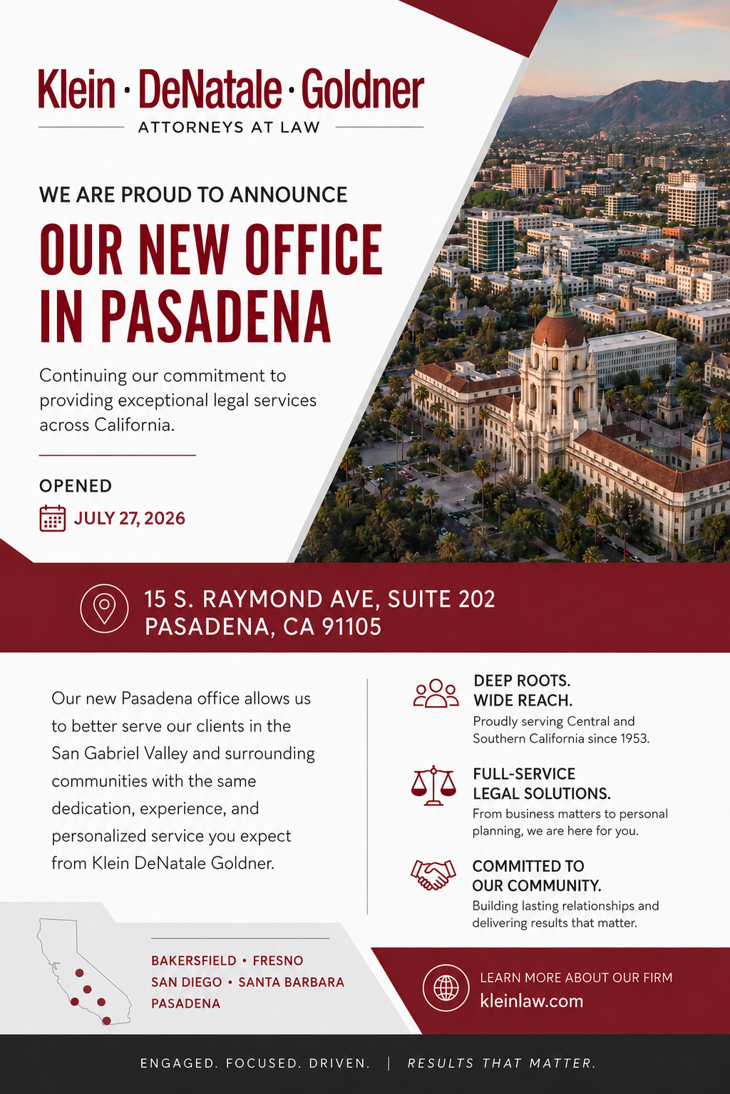 Klein law firm opening flyer
