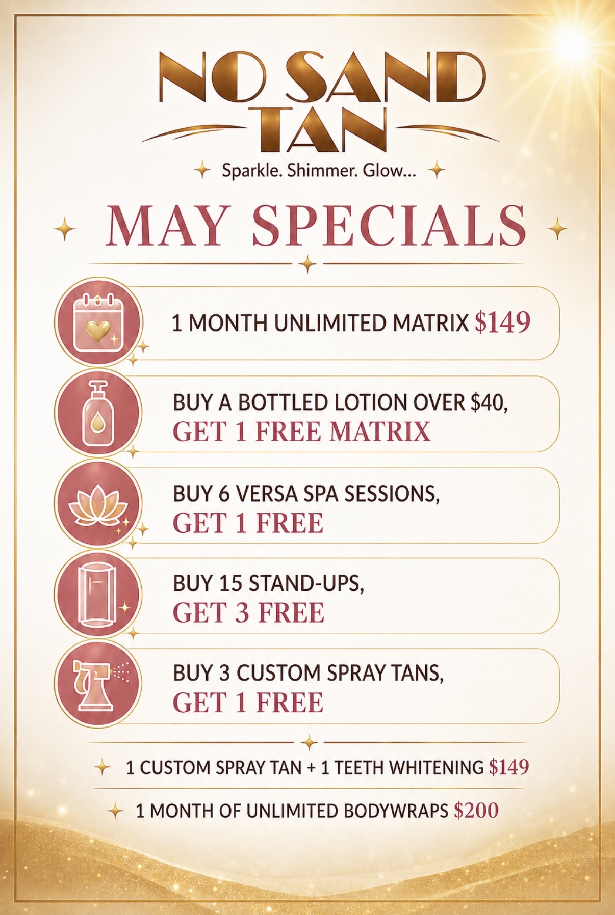 No SandTAn June specials flyer