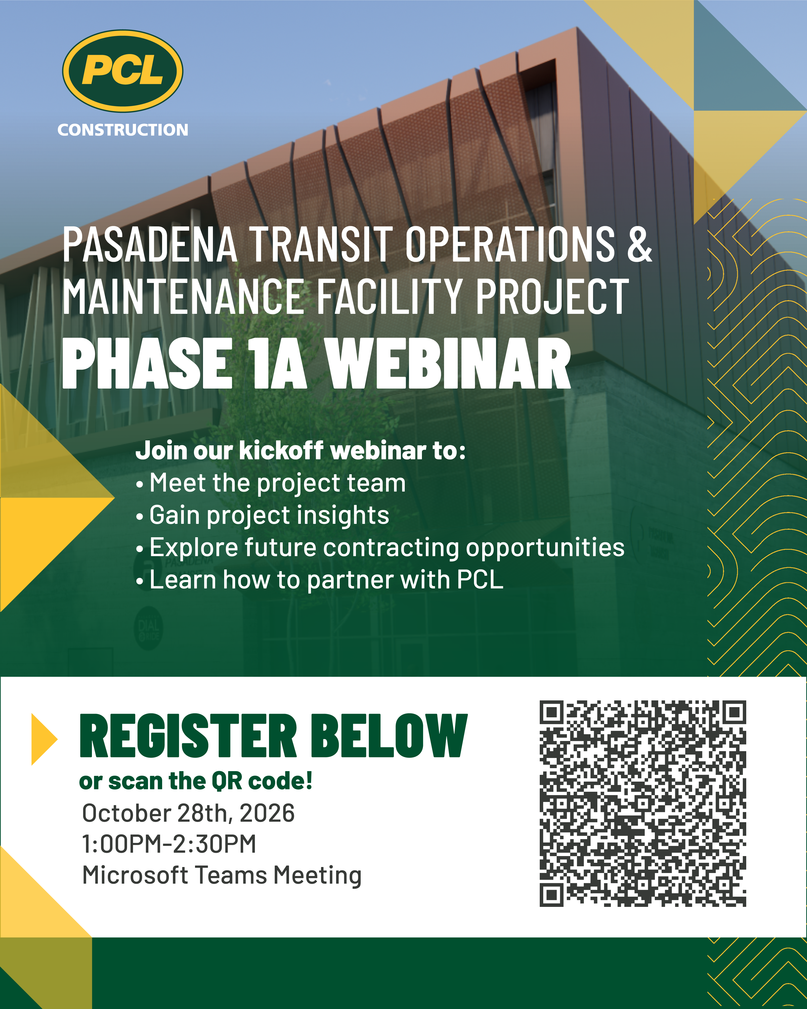 PCL Construction Transit facilities webinar flyer