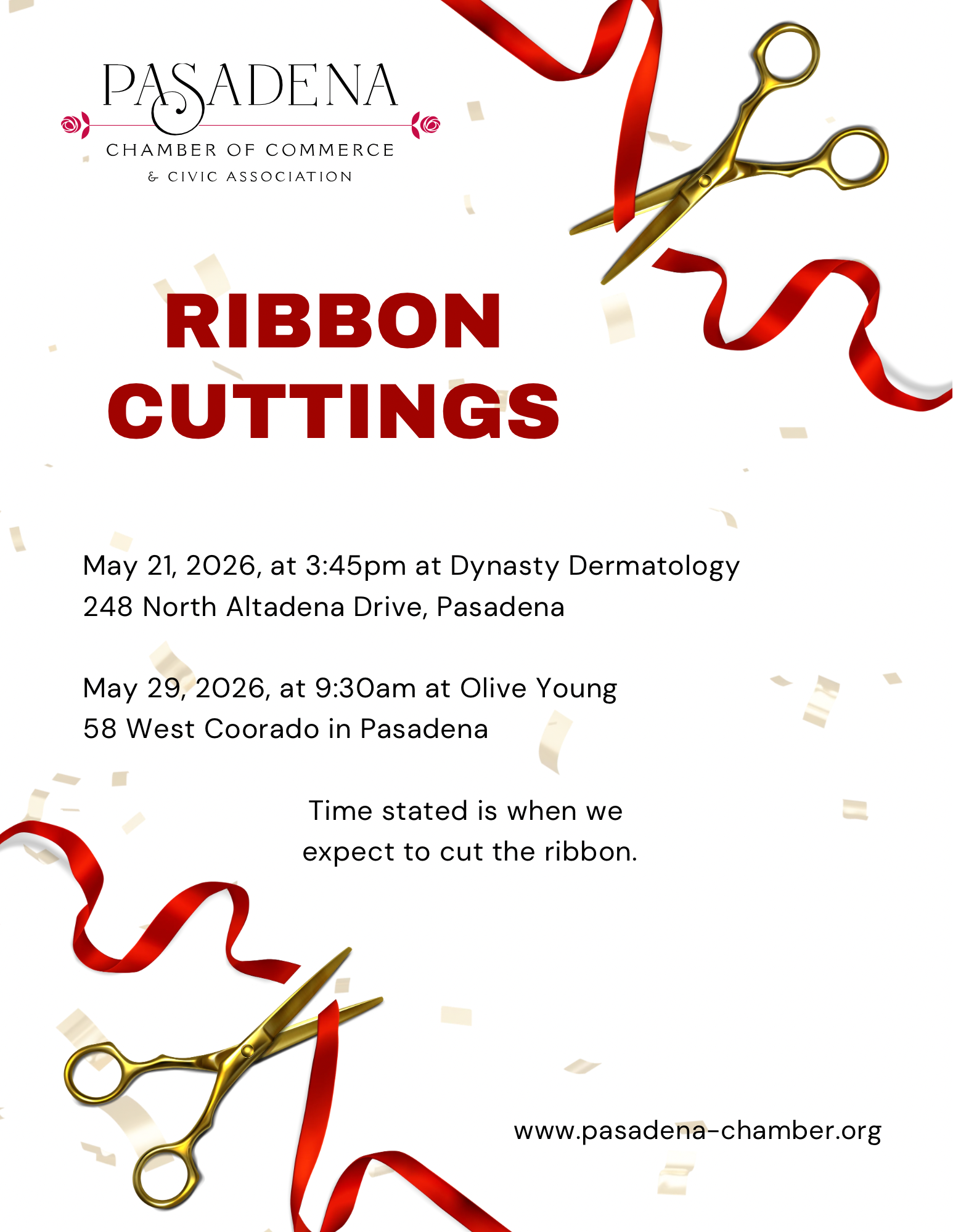 Upcoming Ribbon Cutting flyer