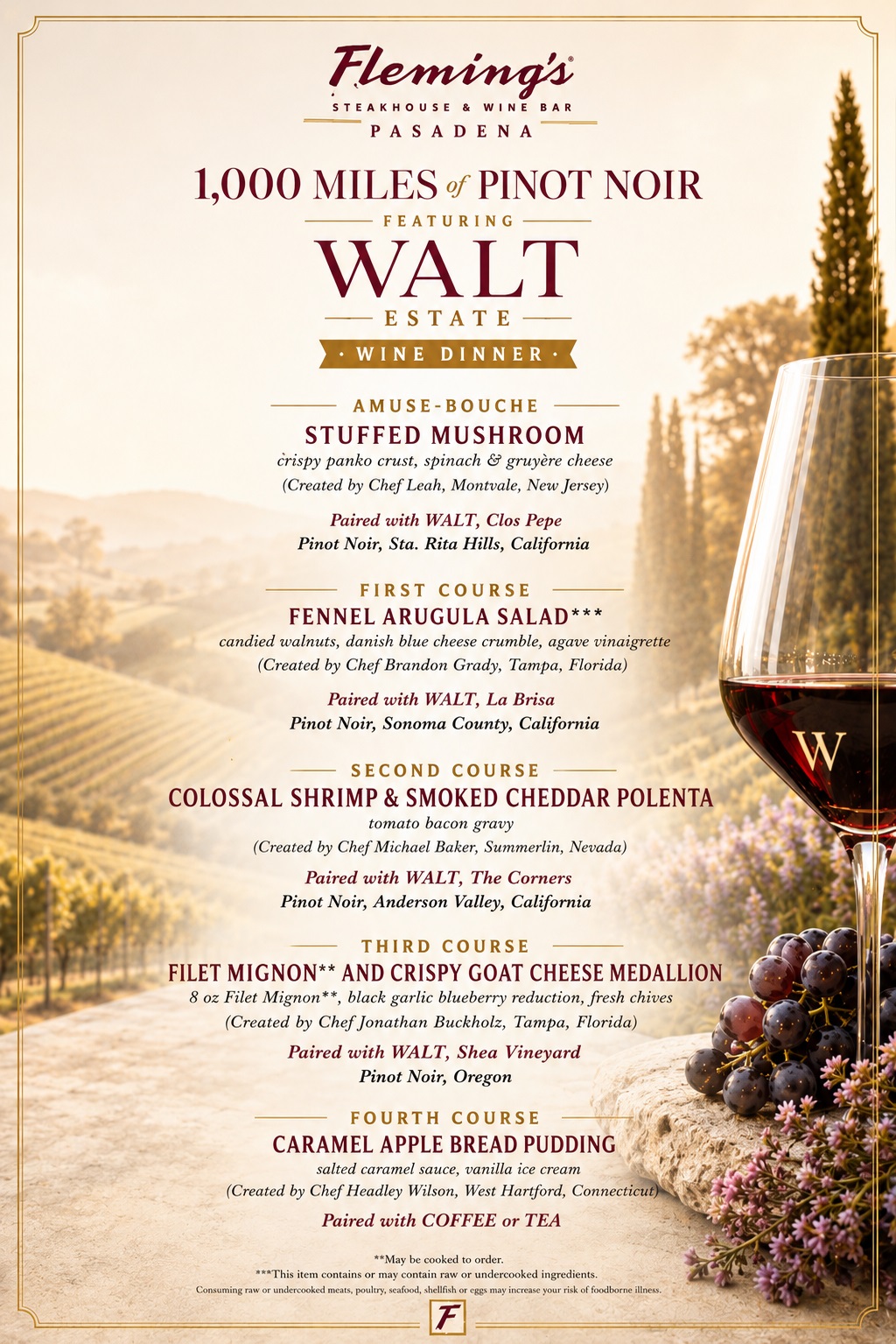 Fleming's wine dinner menu