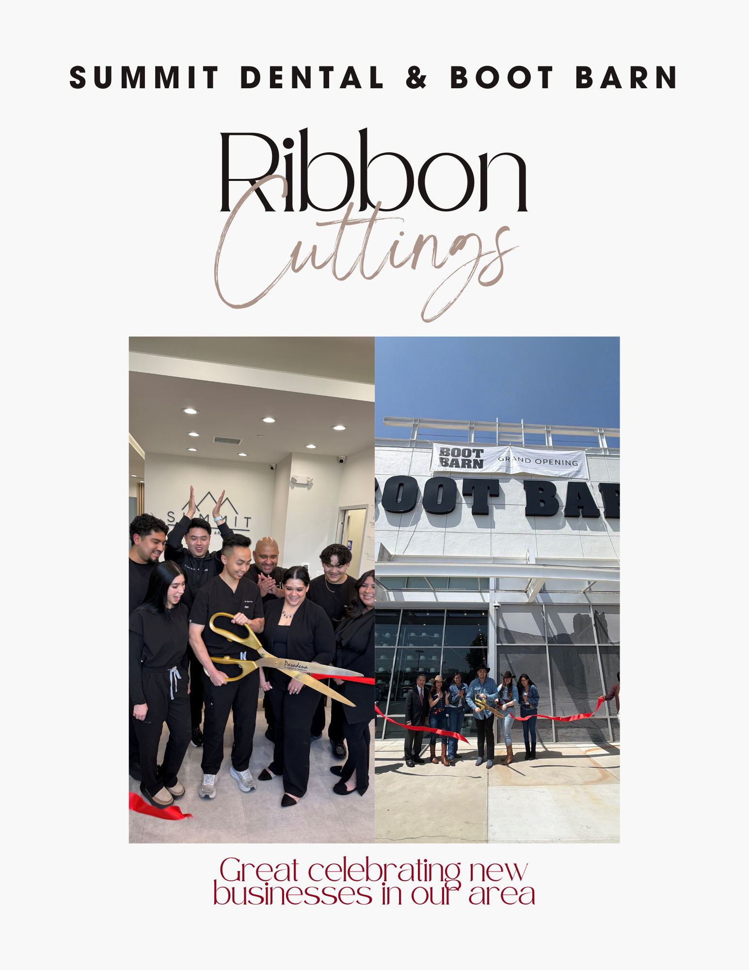 Ribbon Cutting photos Summit Dental and Boot Barn