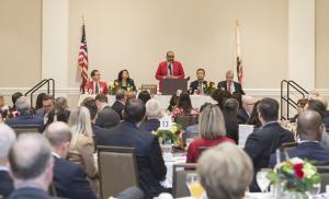 2019 President Gerald Freeny speaks at the 2018 President's Breakfast. Tournament President Gerald Freeny speaks.