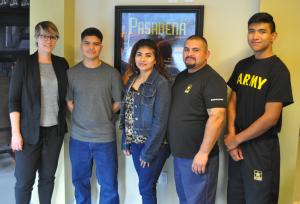 Adrian Monge and his family visited Amy Foell at the Pasadena Chamber offices. Adrian Monge family