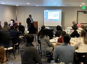 Andre Woods and Woods Insurance Services sponsored the February Connection Breakfast. Breakfast Sponsor Andre Woods photo