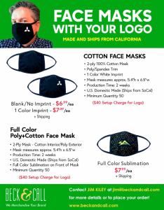 Beck and Call branded masks flyer