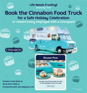 Cinnabon holiday food truck flyer