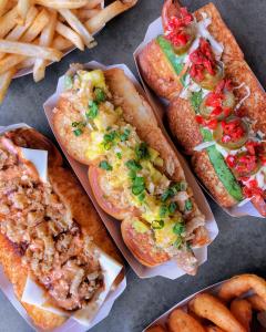 Special dogs at Dog Haus Old Pasadena Dog Haus special offering Chili the Kid Huli Huli Tmex