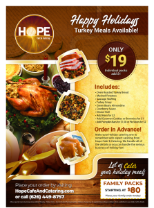 Hope Cafe holiday meal flyer
