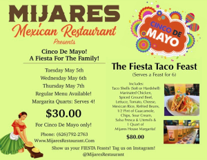 Mijares Cinco de mayo menu