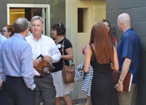 New Pasadena Chamber members mingled in our courtyard before the presentations.
