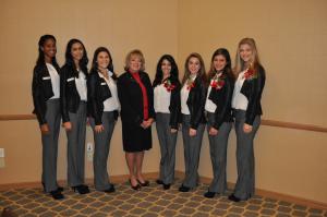 2012-13 Board Chair Patty Waggoner with the 2013 Rose Court at last year's President's Breakfast.