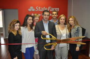 With friends, fiancee and family in attendance Armen Bubushyan cut the ribbon on his State Farm Insurance agency at 1242 East Colorado in Pasadena. Our Pasadena Chamber Ambassadors were represented by Joan De Souza and Avo Frandjian.
