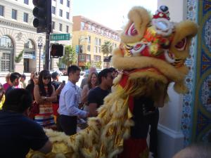 Urth Caffe opening festivities included a Chinese lion dance.