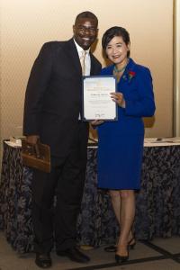 Congresswoman Judy Chu was among the elected officials recognizing outgoing Chair Ishmael Trone for his contributions to a successful Chamber year.