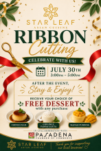 Star Leaf Asian Cuisine ribbon cutting flyer